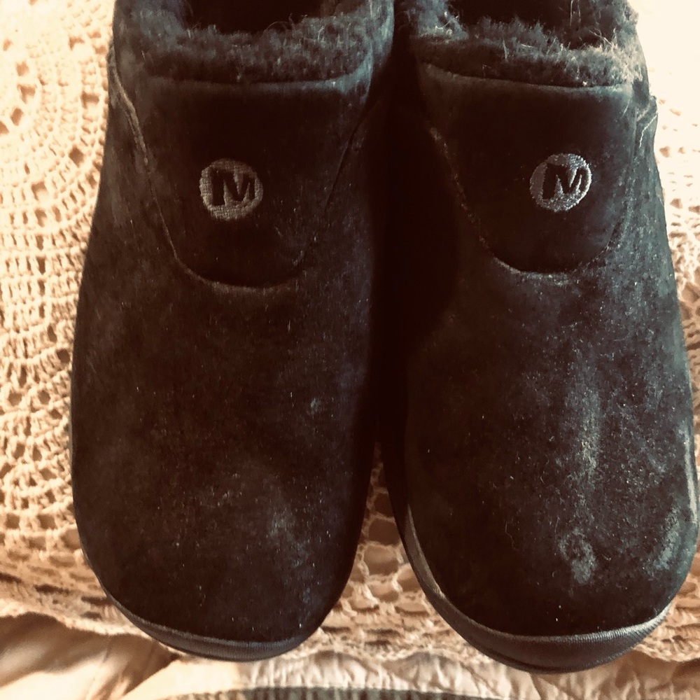 Merrell Black Suede Mules